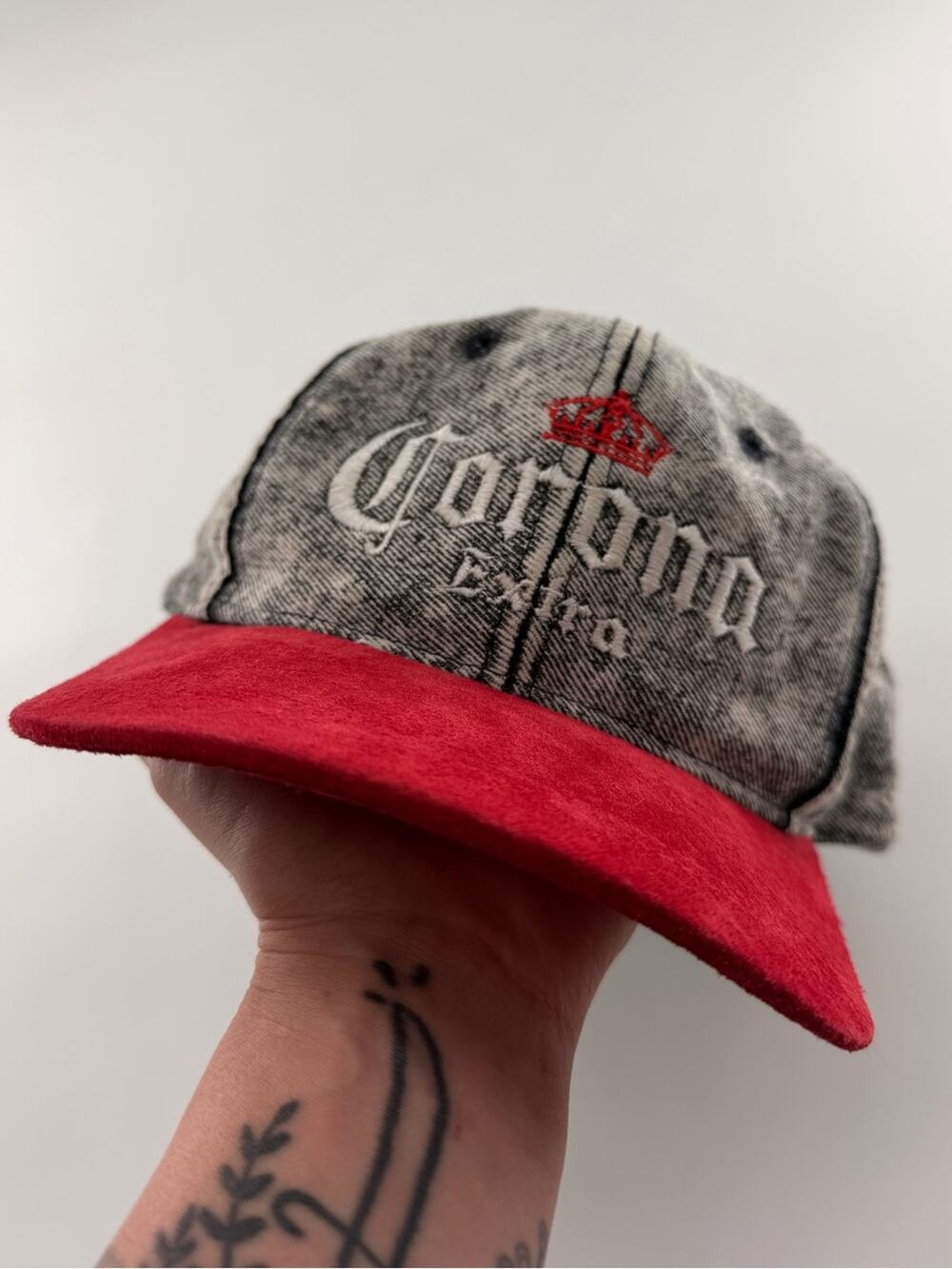 Vintage Corona Extra SnapBack Hat Men’s Denim and Red One Size 90’s Beer